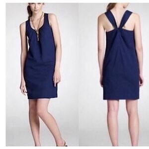 J. Crew 100% silk sleeveless Twist Back shift navy Dress size 2